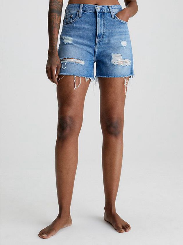 Calvin Klein USA Denim Mom Womens Shorts Blue 8934015-AK